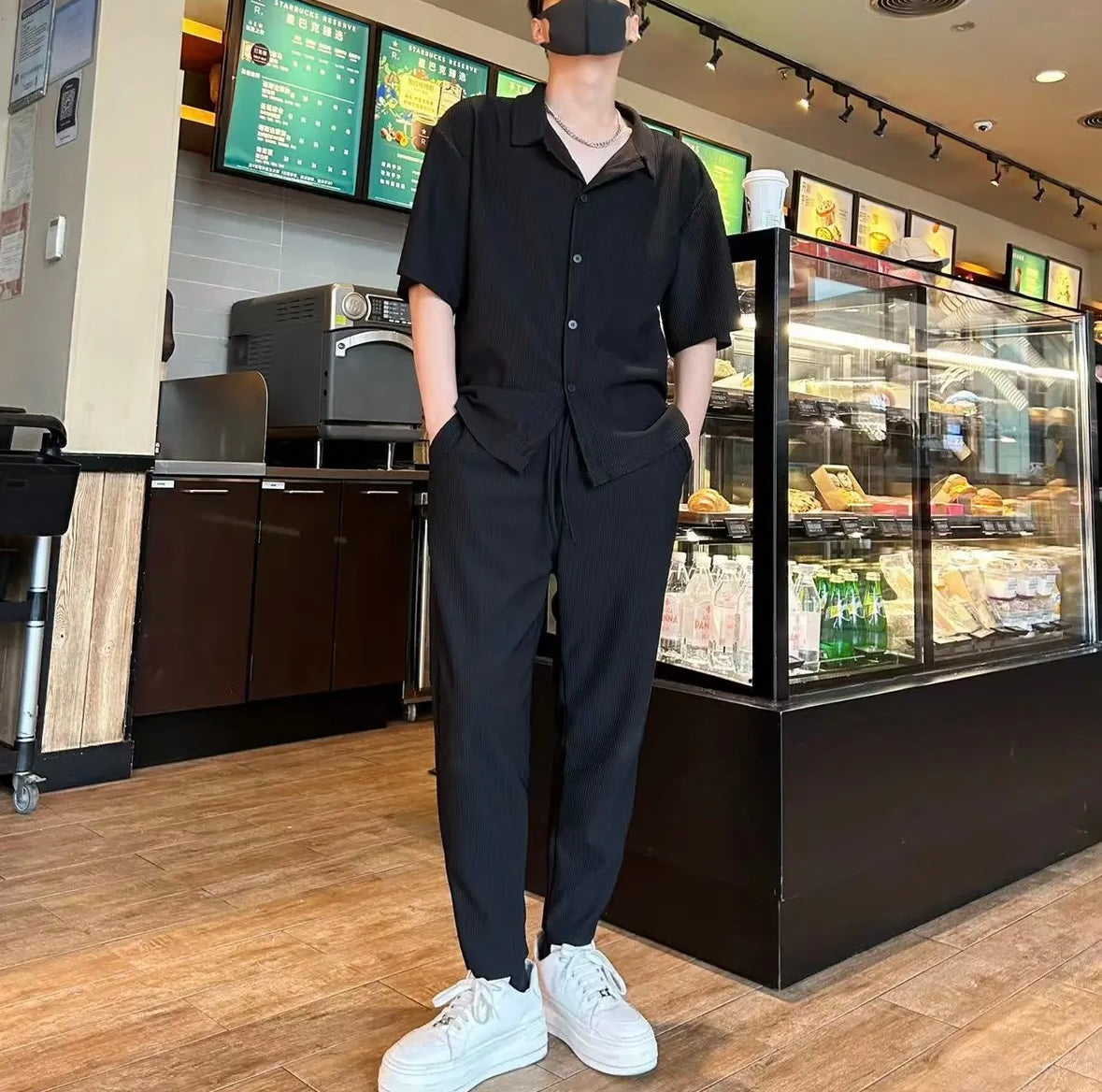 Men's Shirt Casual StripeTwo-Pieces Suit