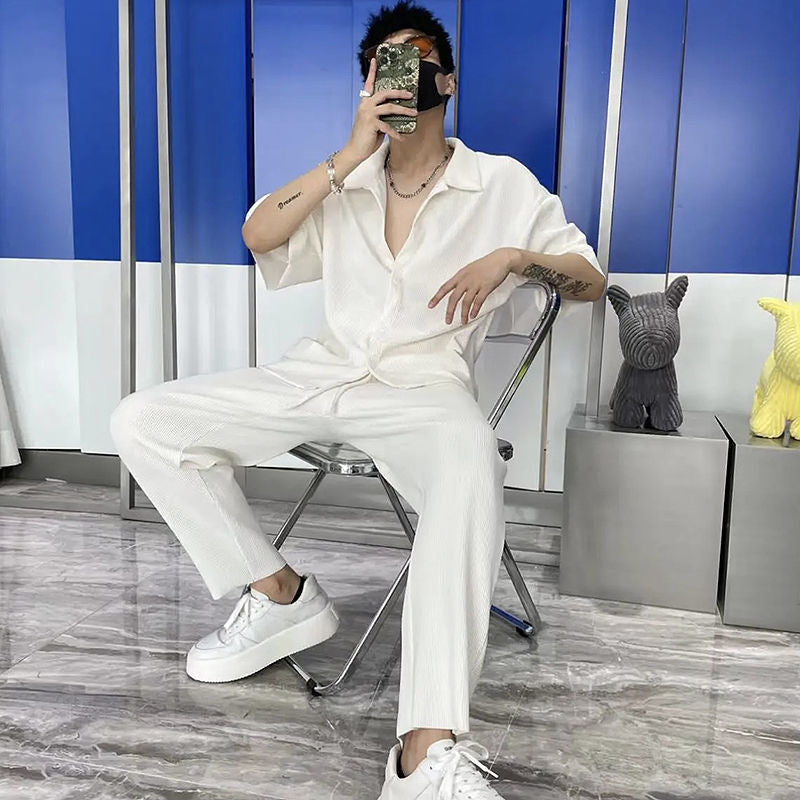 Men's Shirt Casual StripeTwo-Pieces Suit