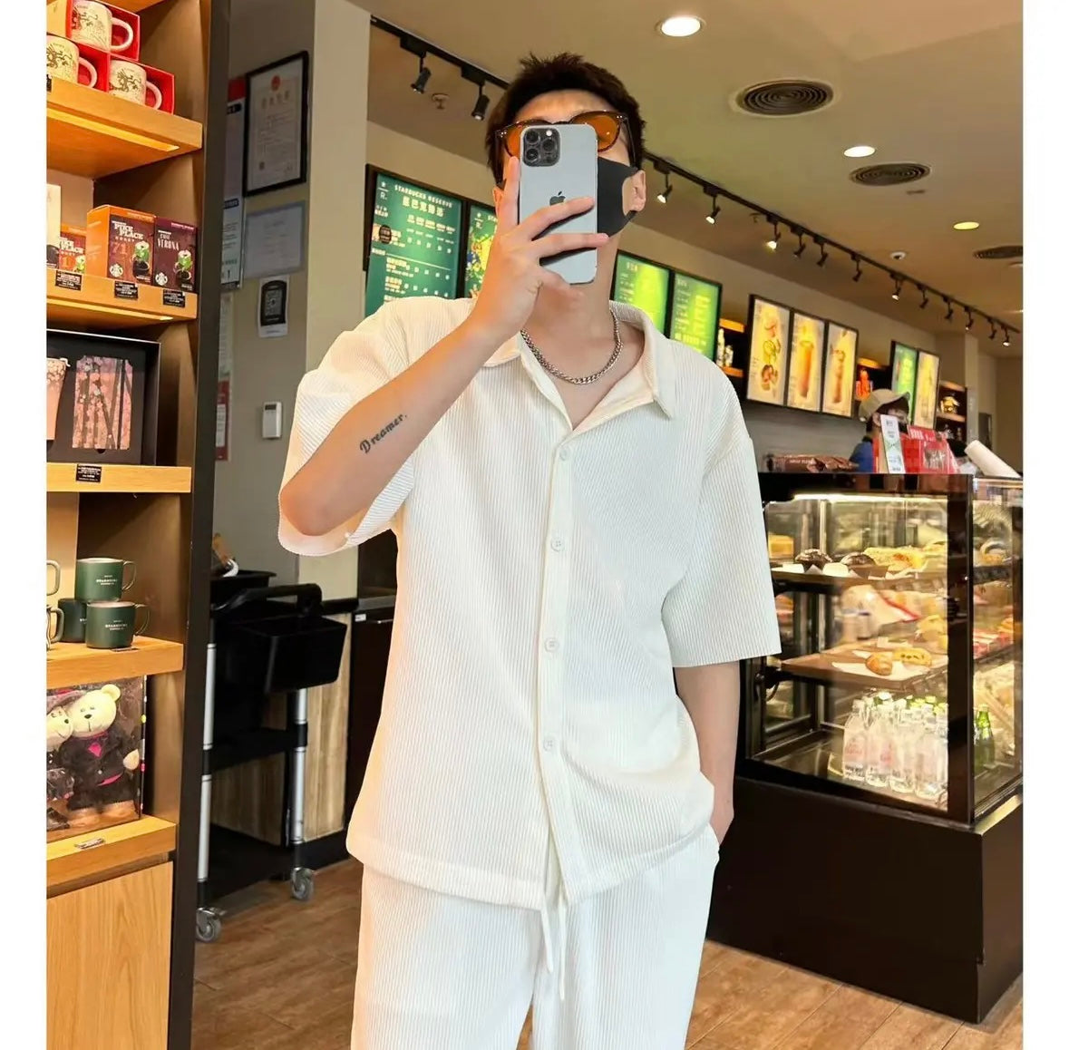 Men's Shirt Casual StripeTwo-Pieces Suit