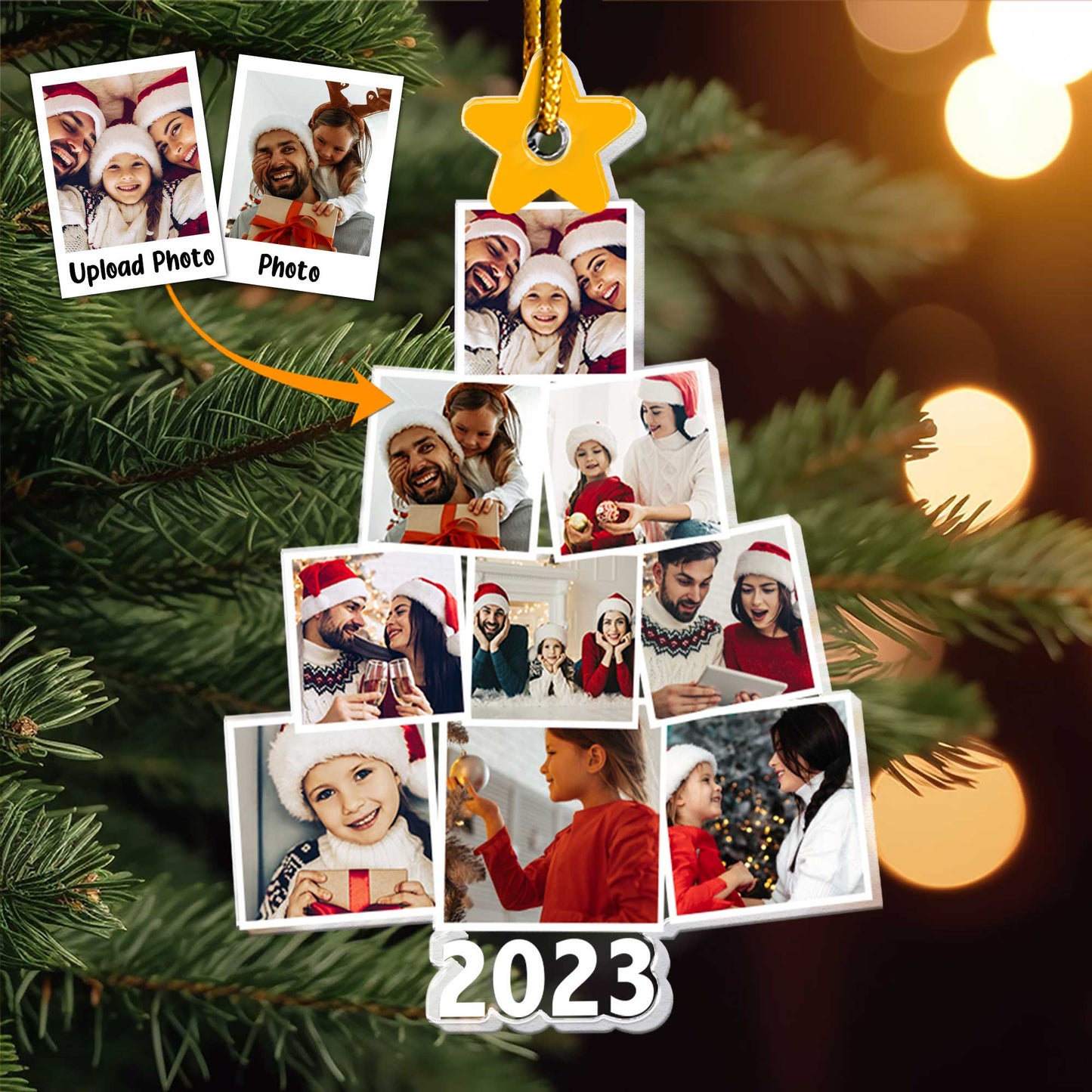 Photo Family Tree Christmas - Personalized Acrylic Photo Ornament