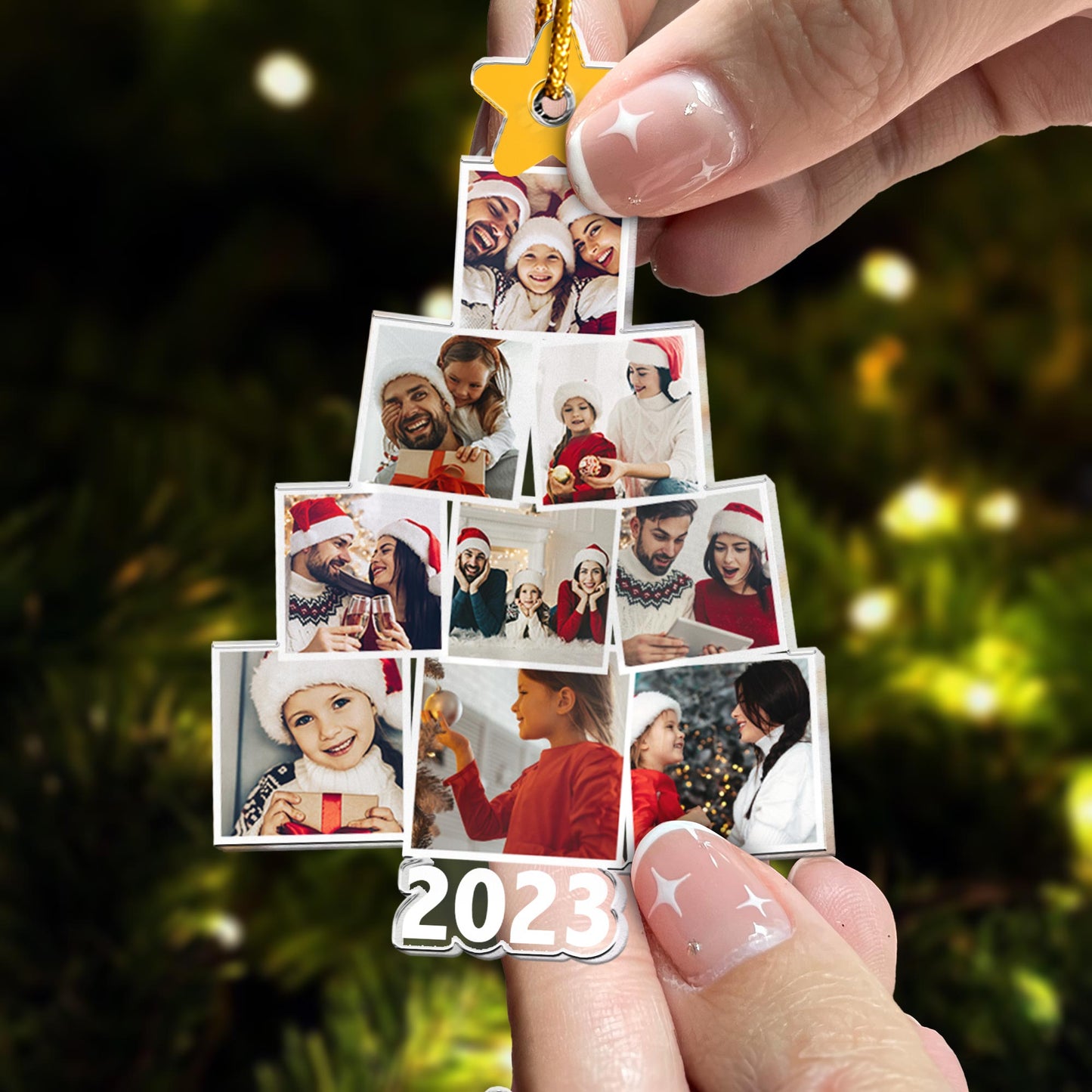 Photo Family Tree Christmas - Personalized Acrylic Photo Ornament