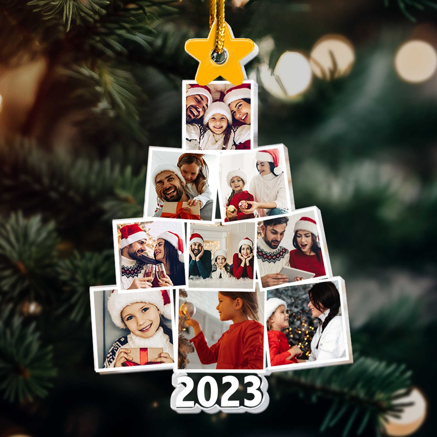 Photo Family Tree Christmas - Personalized Acrylic Photo Ornament
