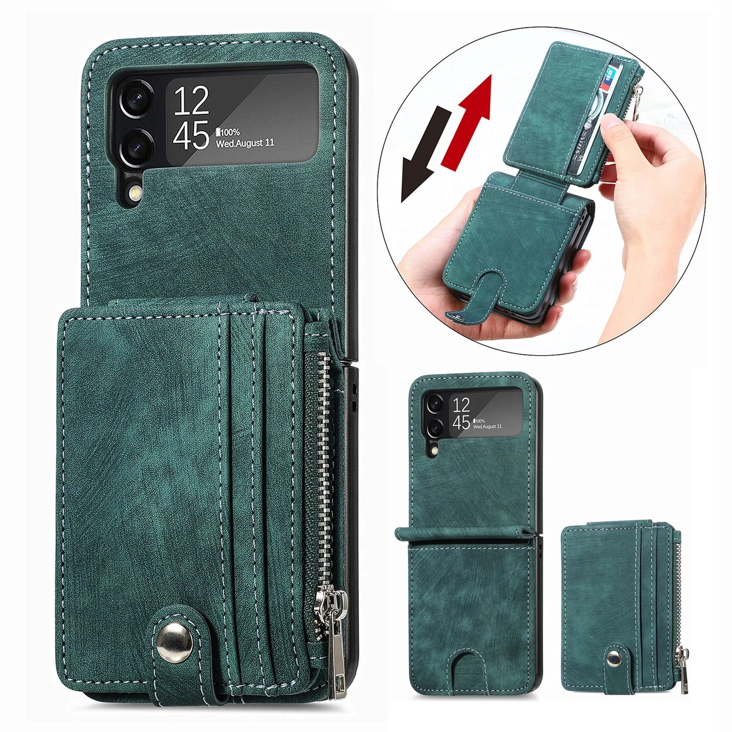 Suitable For Samsung z flip3/4 Wallet Phone Case With Card Holder