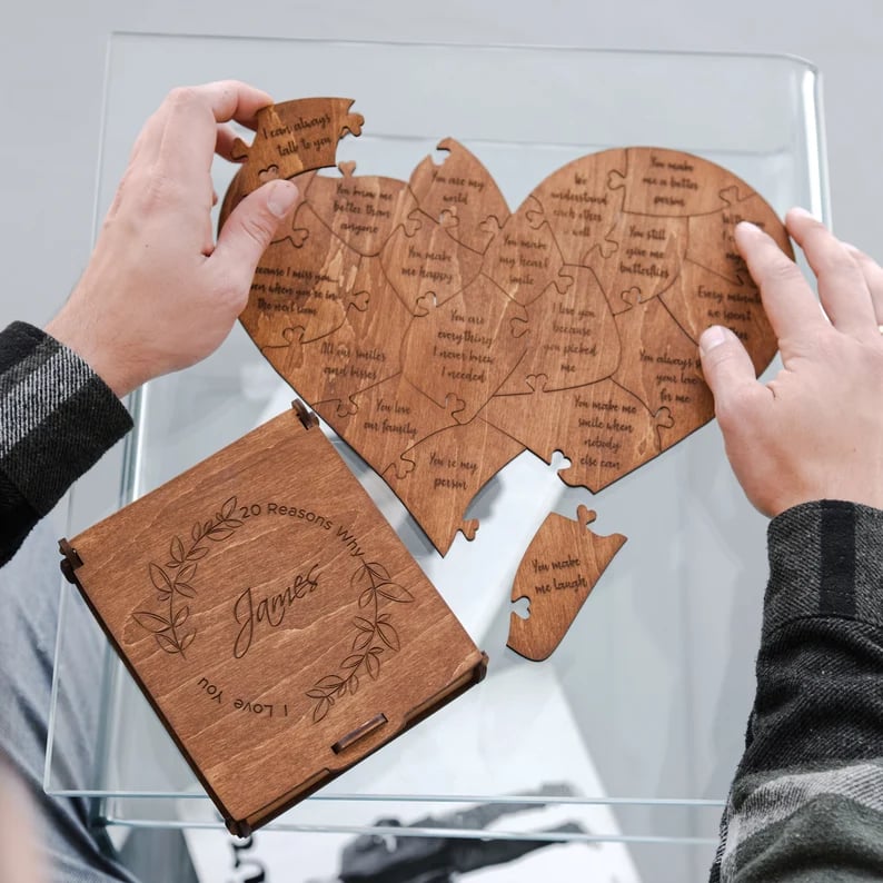 Reasons I Love You Heart Shaped Puzzle Gifts for Your Loved Ones