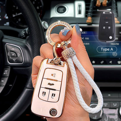 Chevrolet Car Key Case Rhinestones Keychain