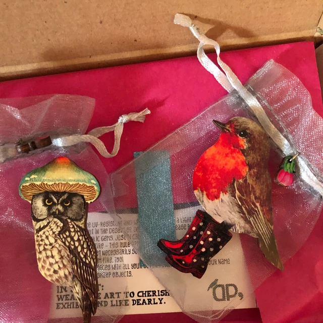 Penguin Wooden Brooch