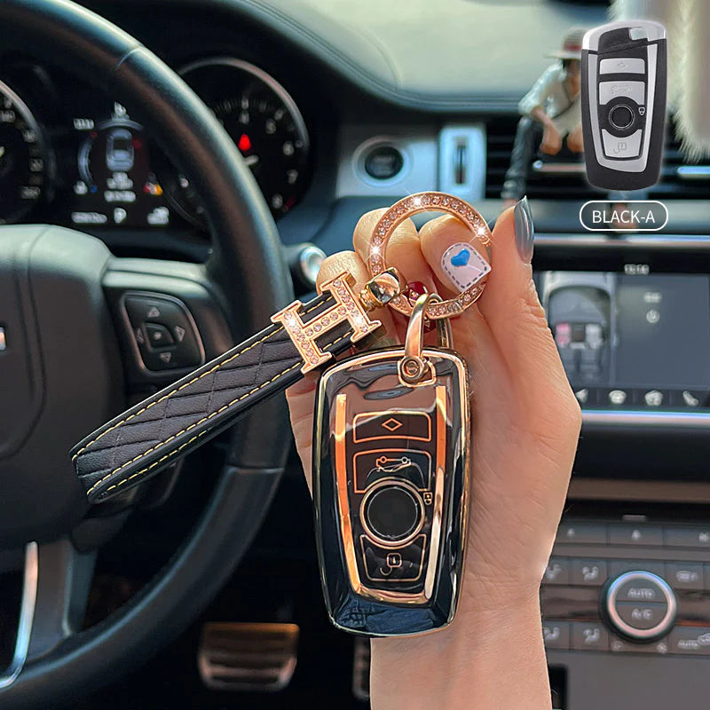 BMW Car Key Case Rhinestones Keychain