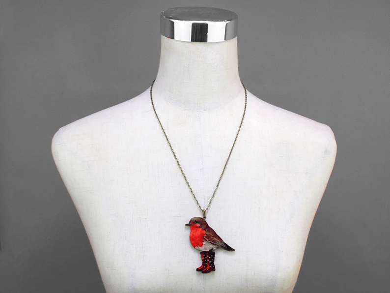 Penguin Wooden Brooch