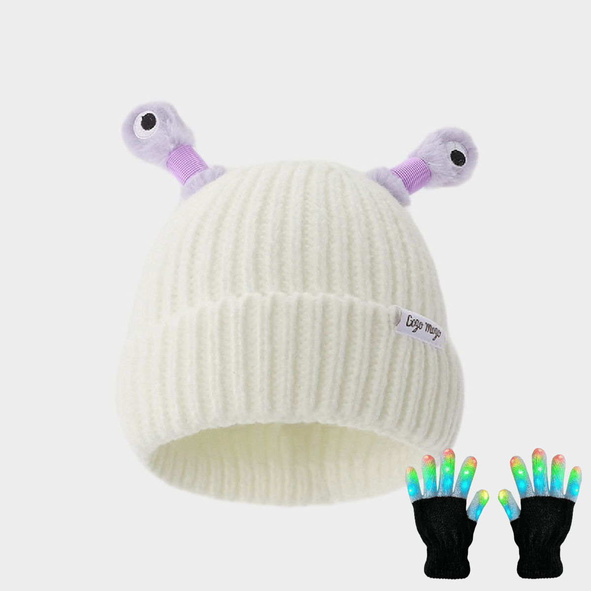🔥Winter Parent-Child Cute Glowing Little Monster Knit Hat/Cute glowing little monster knitted hat