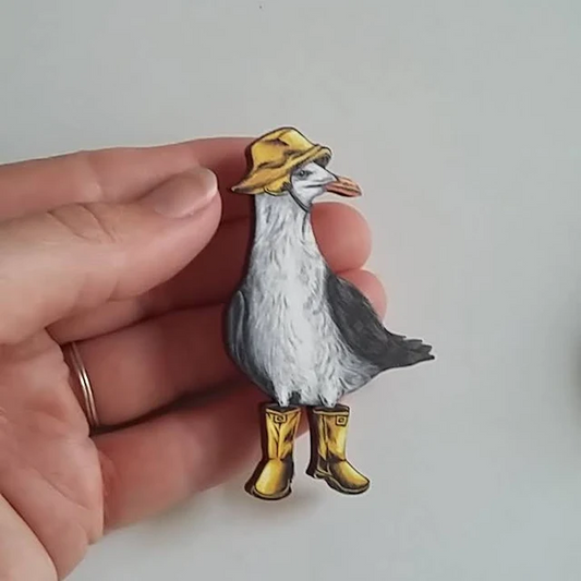 Seagull Wooden Brooch