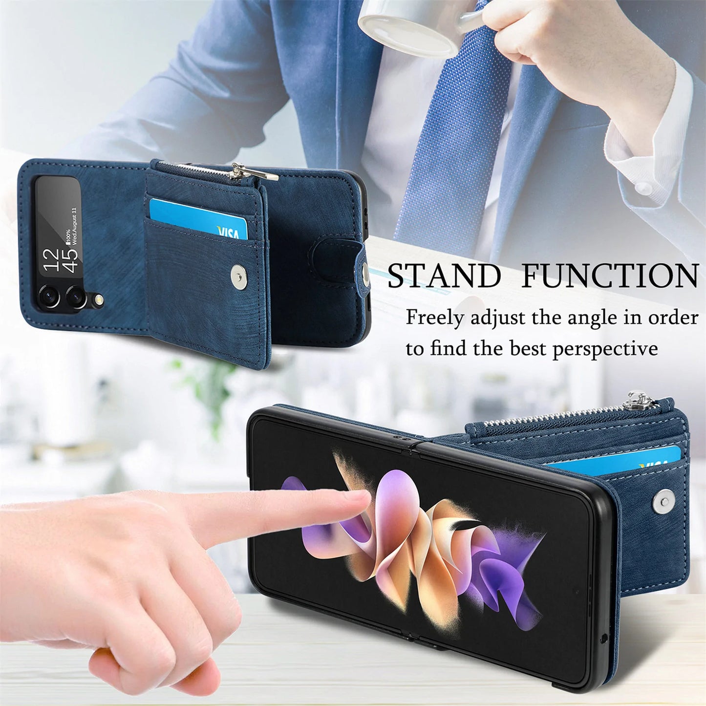 Suitable For Samsung z flip3/4 Wallet Phone Case With Card Holder
