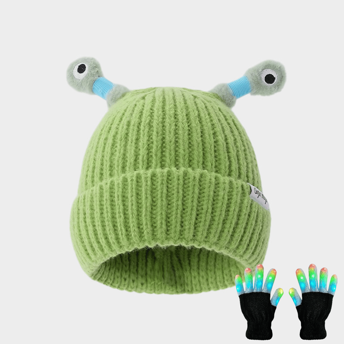 🔥Winter Parent-Child Cute Glowing Little Monster Knit Hat/Cute glowing little monster knitted hat