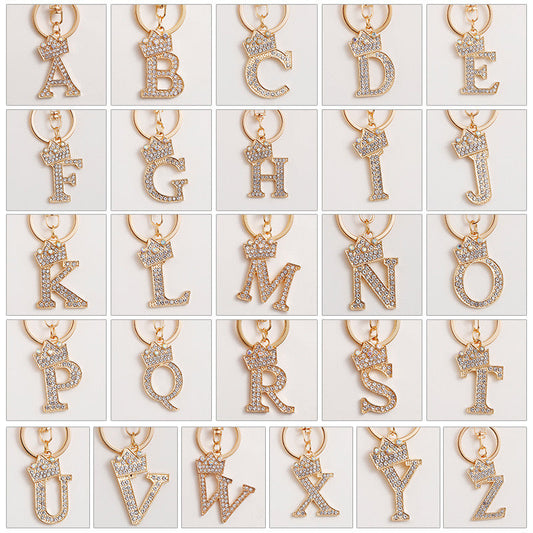 Diamond Crown Letter Key Pendant