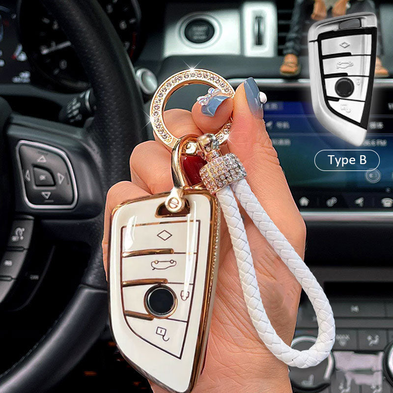 BMW Car Key Case Rhinestones Keychain
