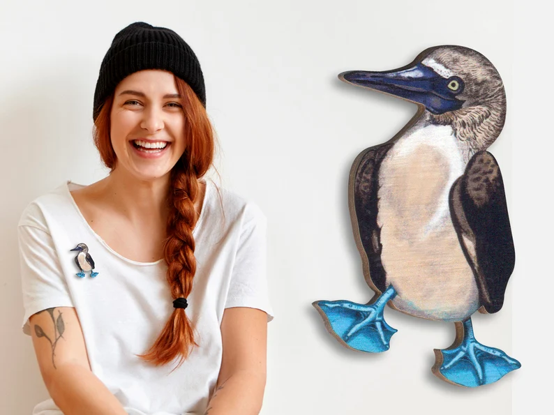 Penguin Wooden Brooch