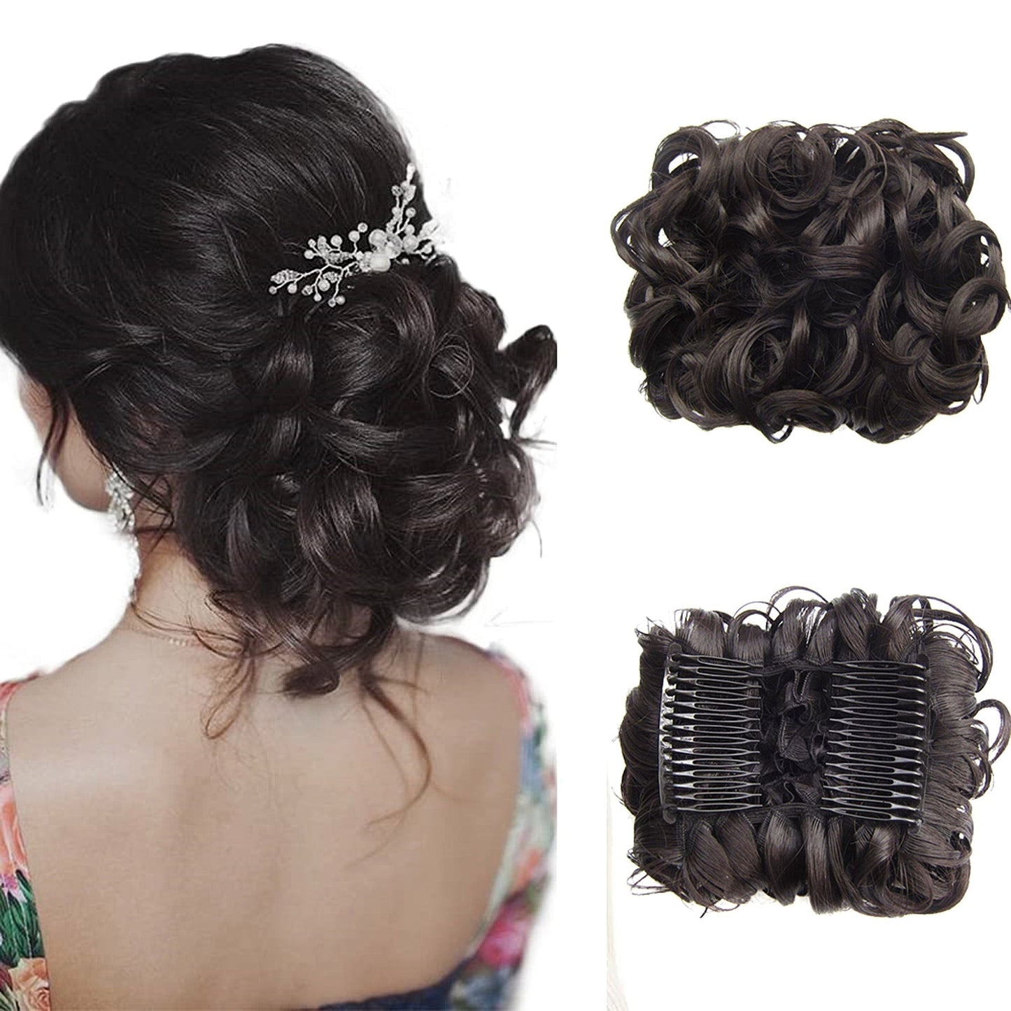 Extension De Chignon Pour Cheveux Bouclés Courts Et Désordonnés / Extension of Short and Messy Curly Hair Bun