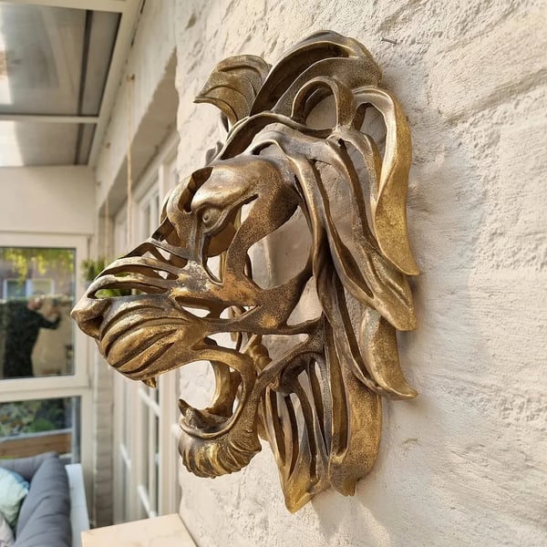 🦁Rare Find - Large Lion Head Wall Mounted Art Sculpture🎁