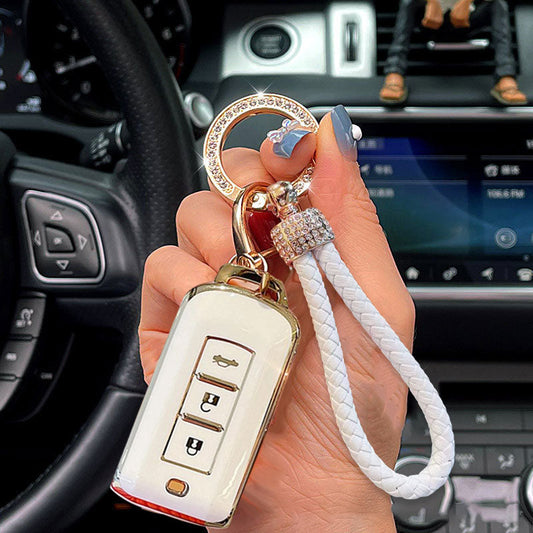 Mitsubishi Car Key Case Rhinestones Keychain