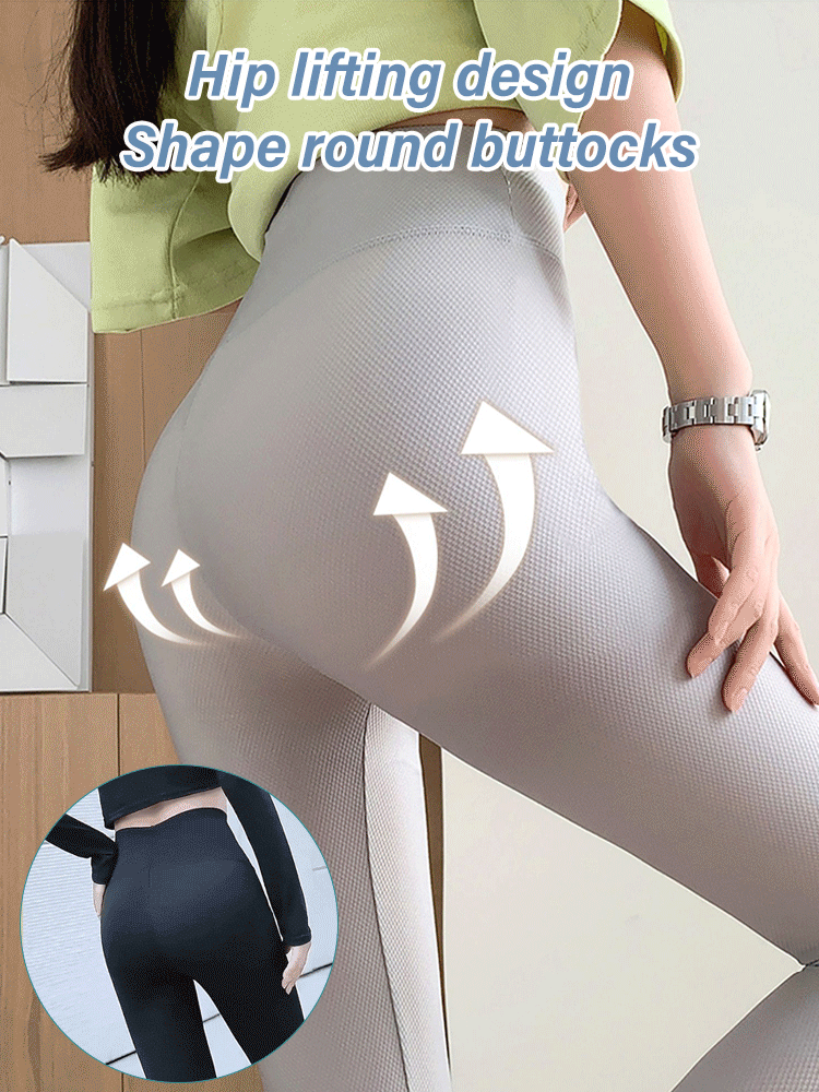 Ice Silk Stretch Skinny High-Waisted Nine-Point Leggings