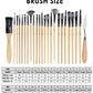 Professional Art Brush With Natural Wood Handles Set Of 24