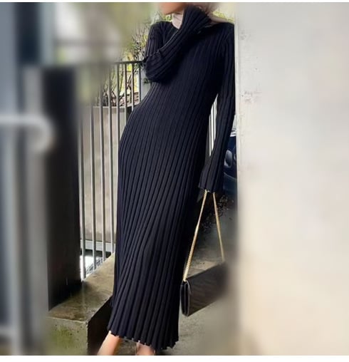 2023 Fall New Sleeved Knit Midi Dress