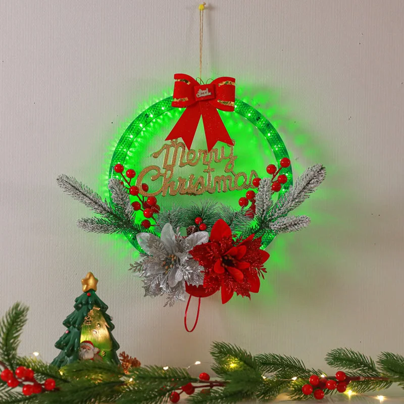 🎁 Christmas Wreath Decorations with LED Lights💥