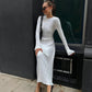2023 Fall New Sleeved Knit Midi Dress