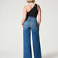 Seamed Front Wide Leg Jeans, Vintage Indigo