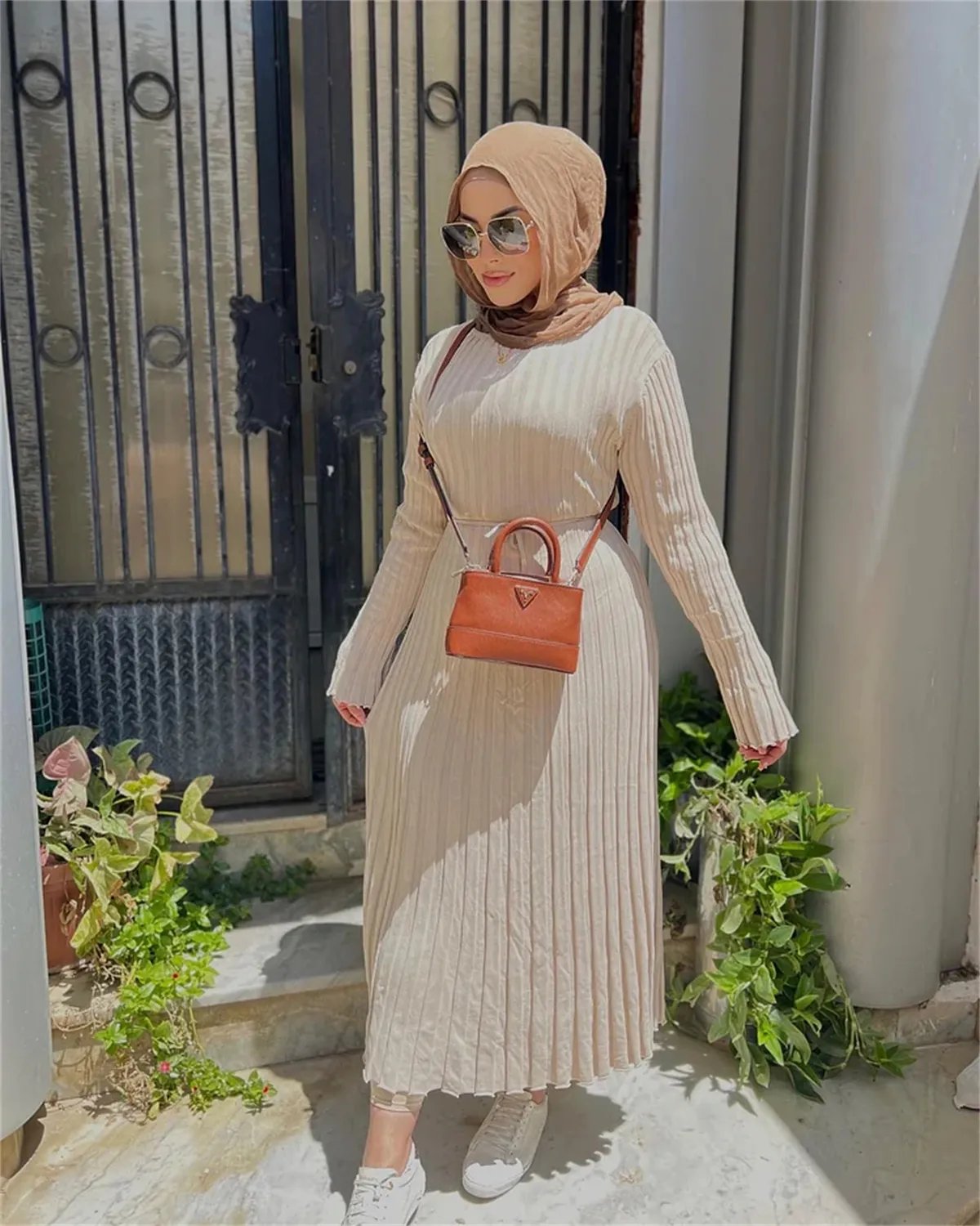 2023 Fall New Sleeved Knit Midi Dress