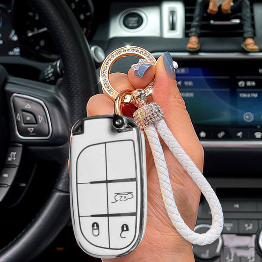 Jeep Dodge Chrysler Car Key Case Rhinestones Keychain