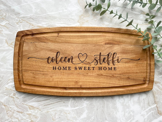 Personalised Engraved Acacia Rustic Wood Serving Board, Cheese Board, Chopping Board Wedding New Home Wooden Anniversary Gift ANY WORDING