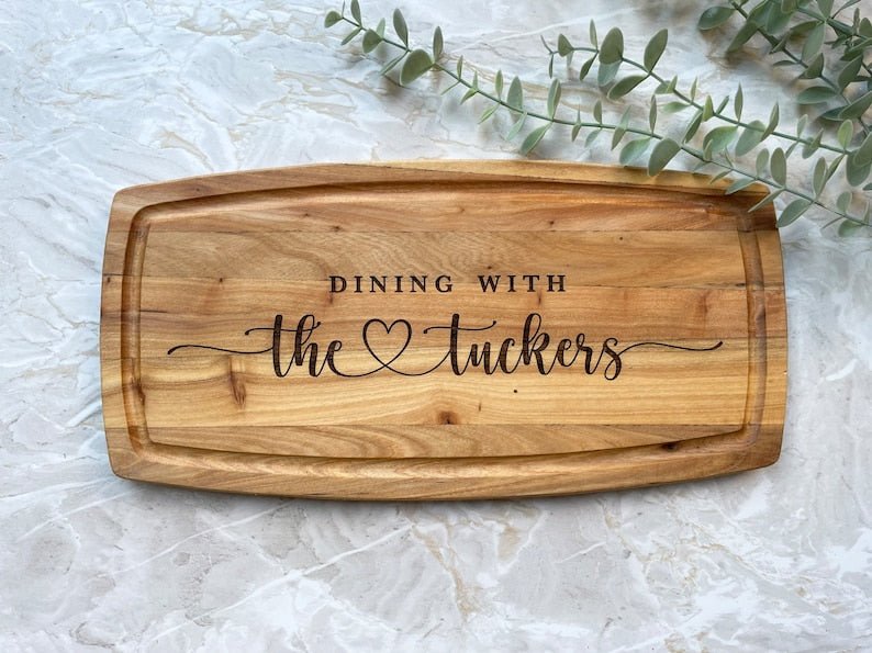Personalised Engraved Acacia Rustic Wood Serving Board, Cheese Board, Chopping Board Wedding New Home Wooden Anniversary Gift ANY WORDING