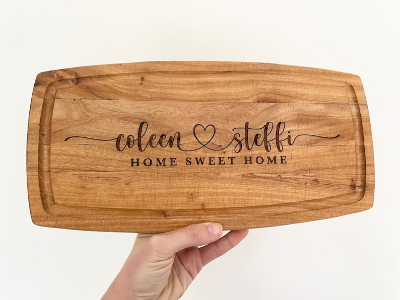 Personalised Engraved Acacia Rustic Wood Serving Board, Cheese Board, Chopping Board Wedding New Home Wooden Anniversary Gift ANY WORDING