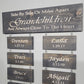 Engraved  Long Distatance Grandchildren sign, wall art, personalized, Grandma, Grandparent gift, engraved, with names, birth date