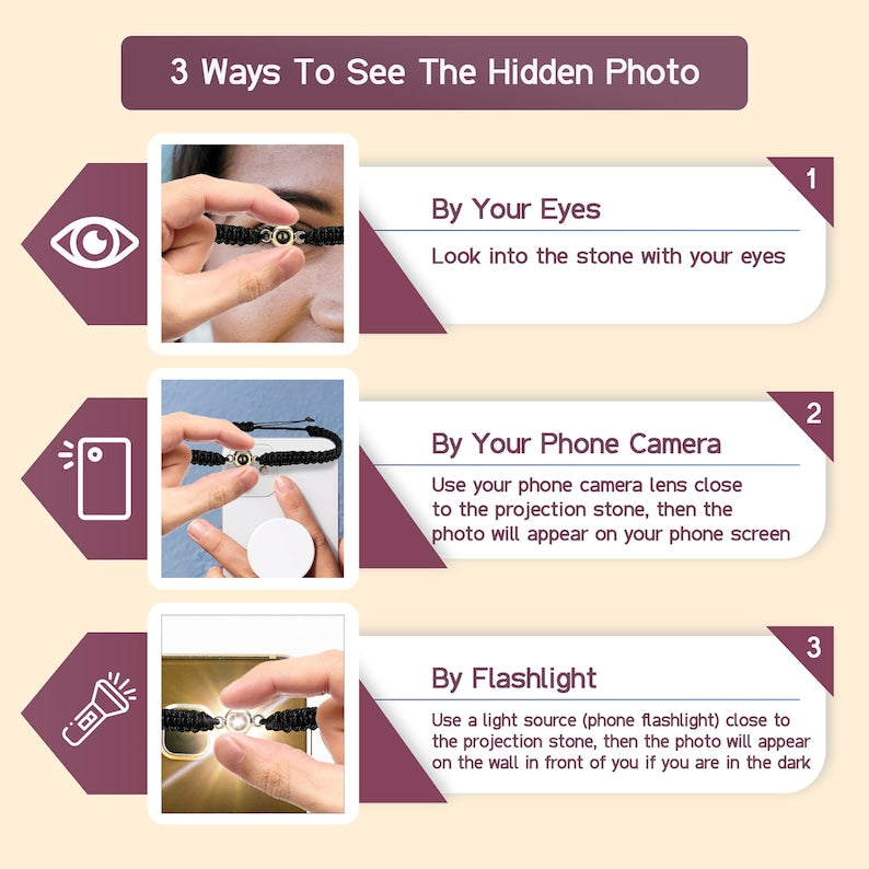 Personalized Photo Projection Bracelet Mother's Day Gift For Mom Handmade Braided Rope Bracelet Custom Photo Bracelet Couple Bracelets