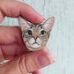 Personalized pet pin,realistic cat paintings,personalized pet accessories,cat pin,realistic handmade pet portrait,hand painted wooden brooch