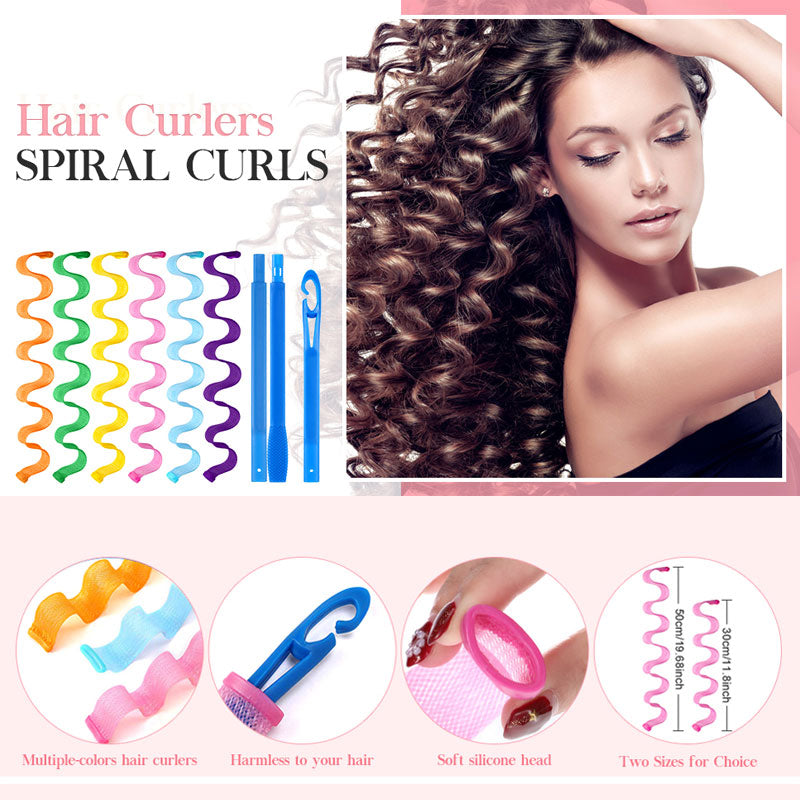 Spiral Curling No Heat Curling Iron With Hair Hook (24 Pcs)