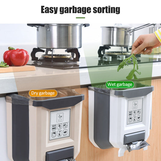 Foldable Kitchen Cabinet Door Mounted Trash Can and Rubbish Bucket