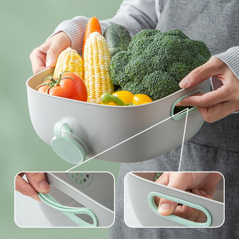 Kurv for vasking og drenering av grønnsaker med sidelokk/Basket for washing and draining vegetables with side lid